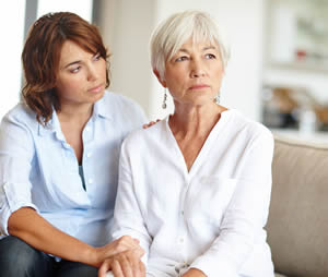 Young Lady and Old lady sitting togather